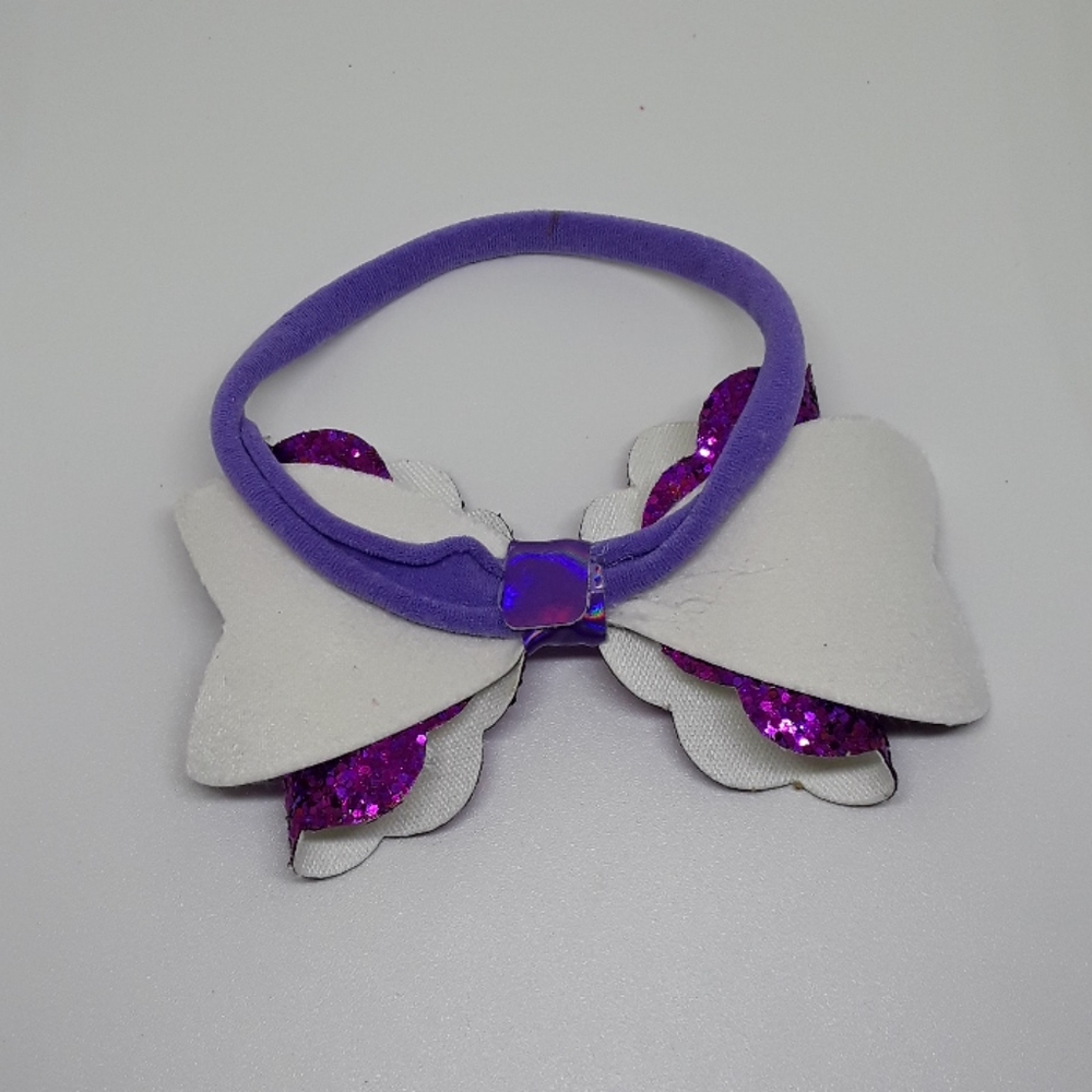 purple glitter bow  headband - Picture 3 of 3